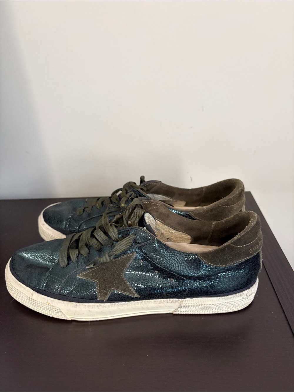 Golden Goose May leather trainers green sneaker glitter Sz 40 Mens 7 Women 10 - Picture 7 of 15